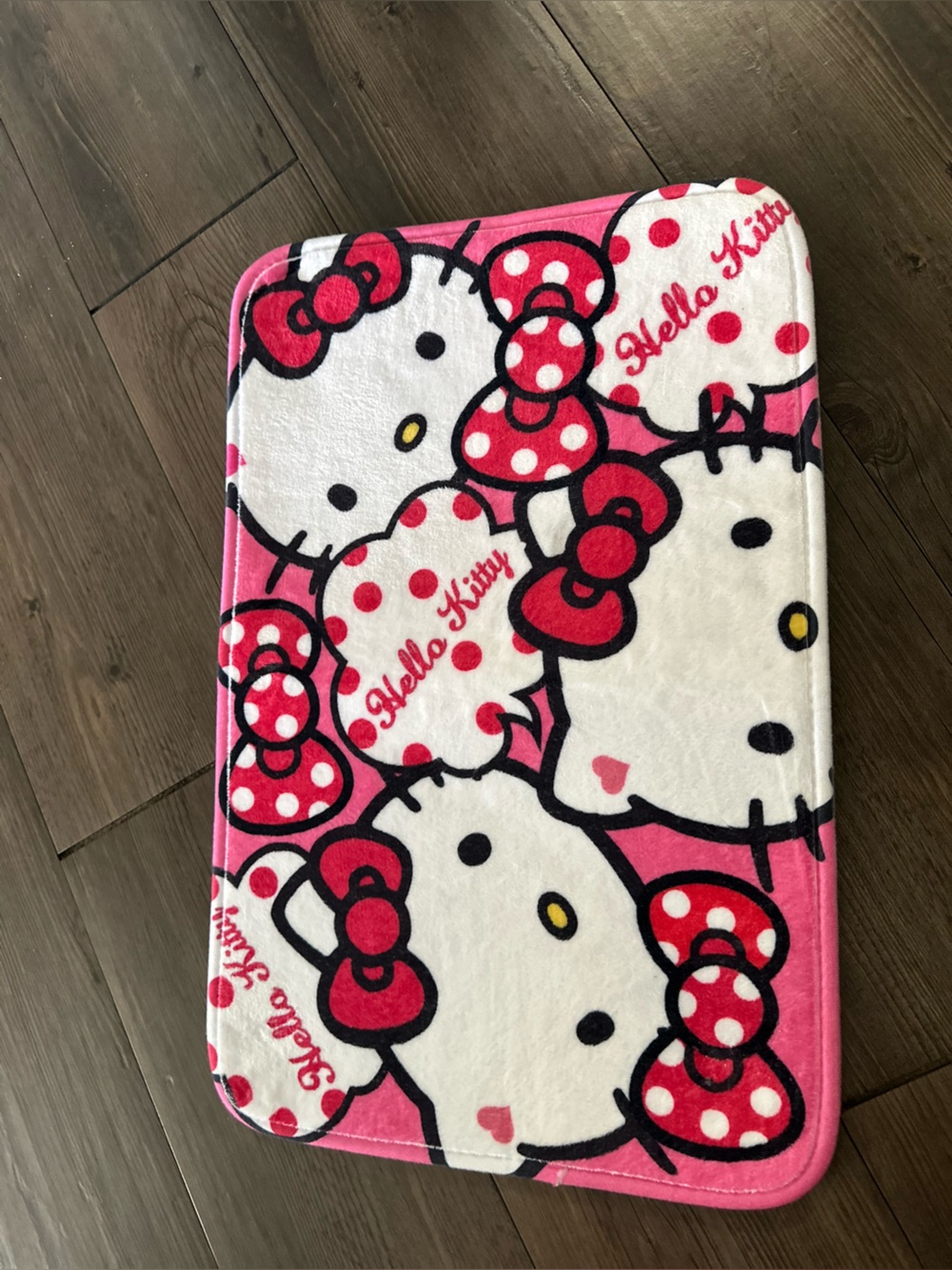 Hello Kitty Pink White Plush Kids Bathroom Mat